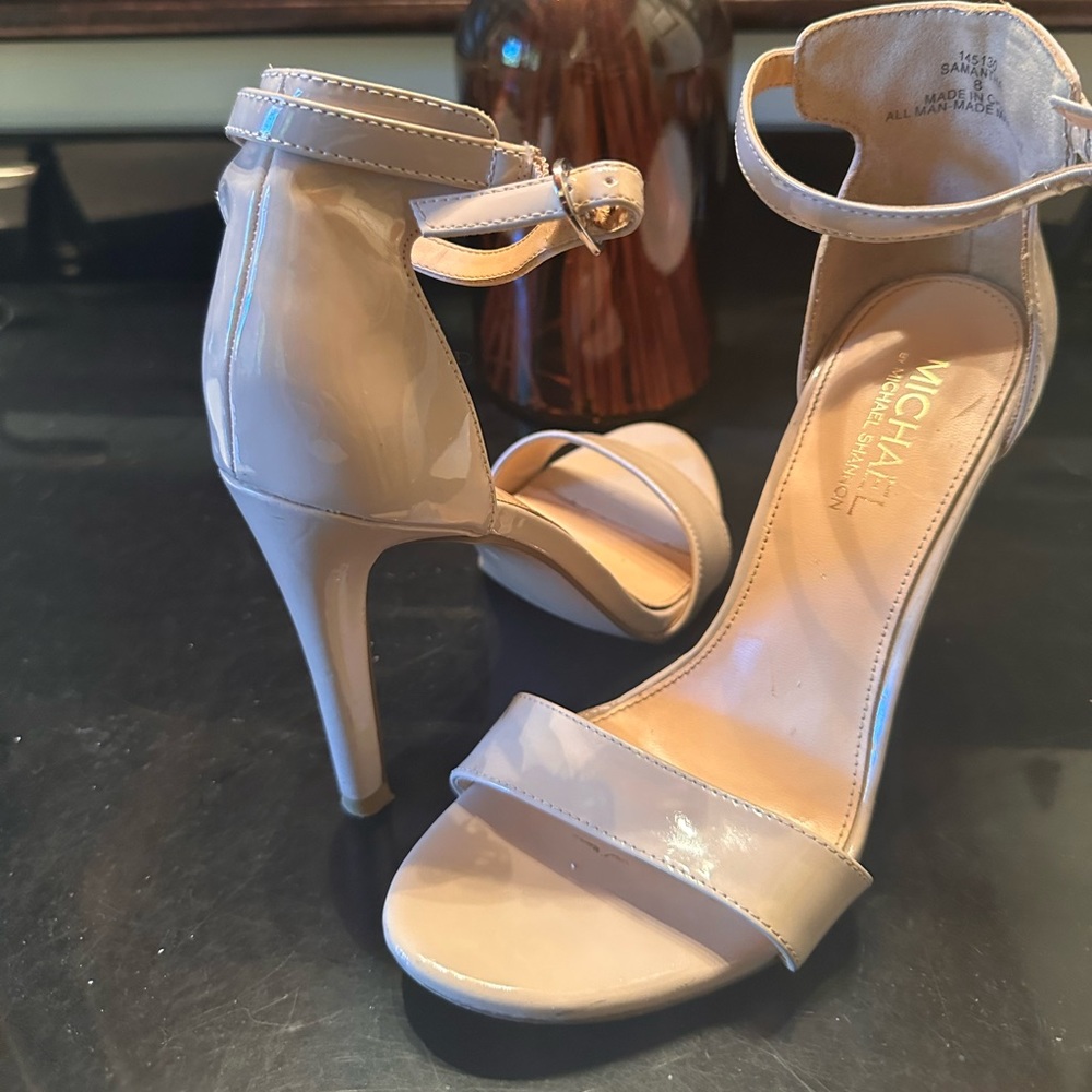 Tan strapped heels